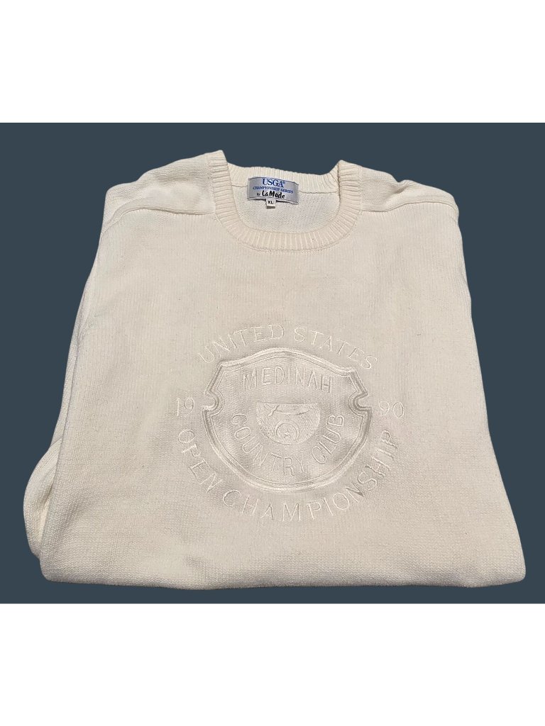 Usga Lamode Xl Golf Sweater 1990 Medinah White Cotton Sweatshirt Us Open Pga
